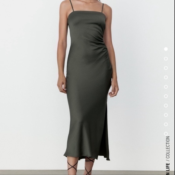 zara green satin slip dress | Dresses | Nwt Zara Green zara green satin midi dress